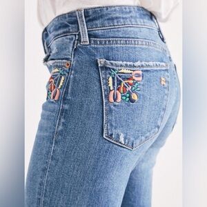 Lucky Brand Mid-Rise Ava Skinny Jeans with Whimsical Floral Embroidery Detail